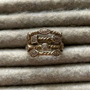 David Yurman 4 row confetti ring w diamond accents